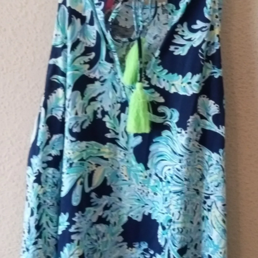 Lilly Pulitzer Navy and Aqua Paisley Halter Mini Dress